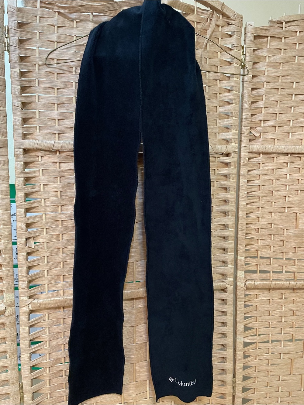 Columbia Black Long Fleece Scarf with Logo